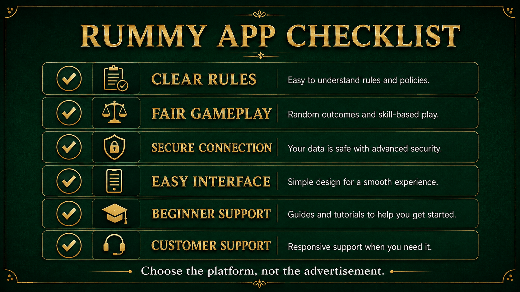 Checklist for choosing a safe and reliable Rummy app