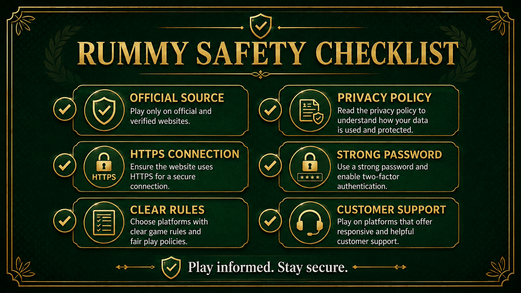 6 Checks Before Using a Rummy Platform Online Rummy safety checklist