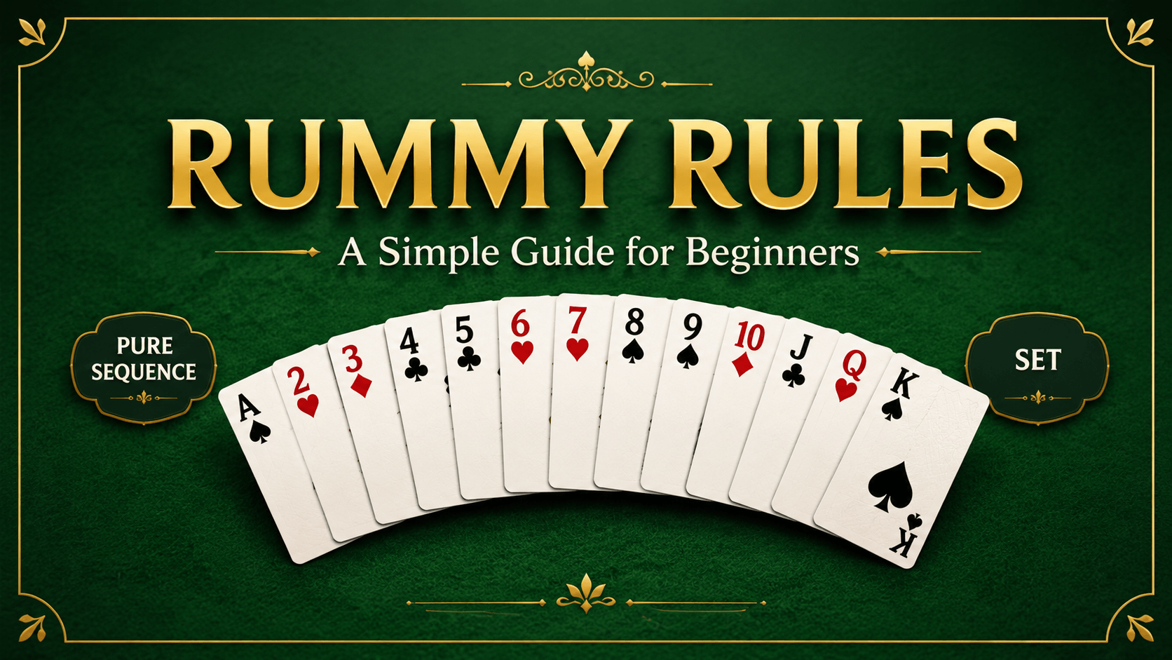 13 Card Indian Rummy rules with cards, sequences and sets