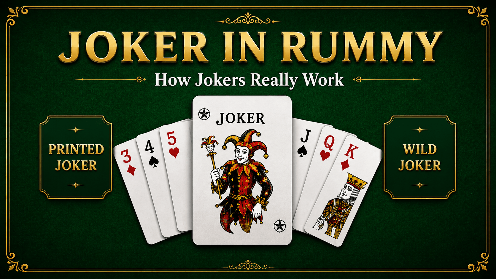 Printed Joker and wild Joker rules in 13-card Indian Rummy